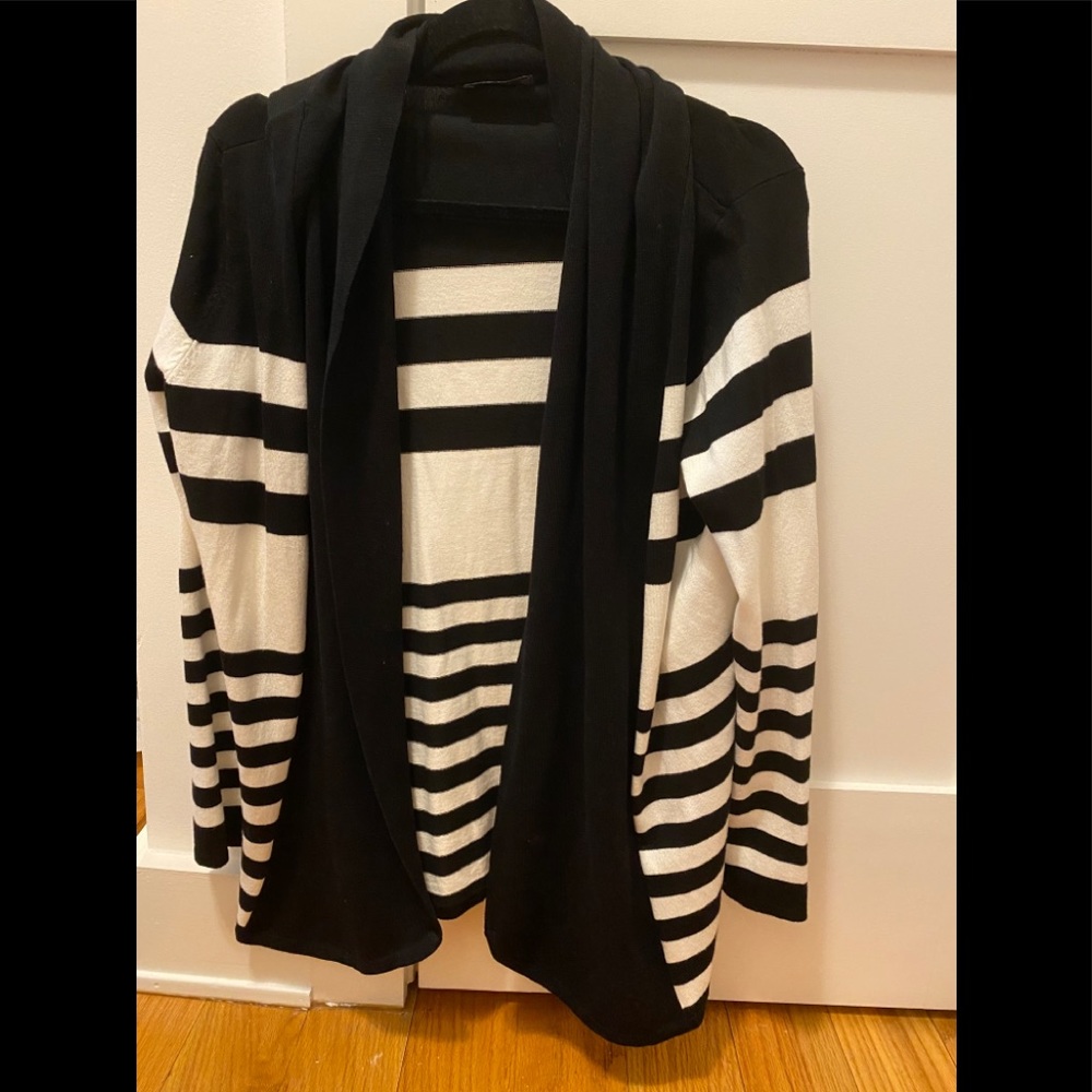 Black and White Striped Cardigan